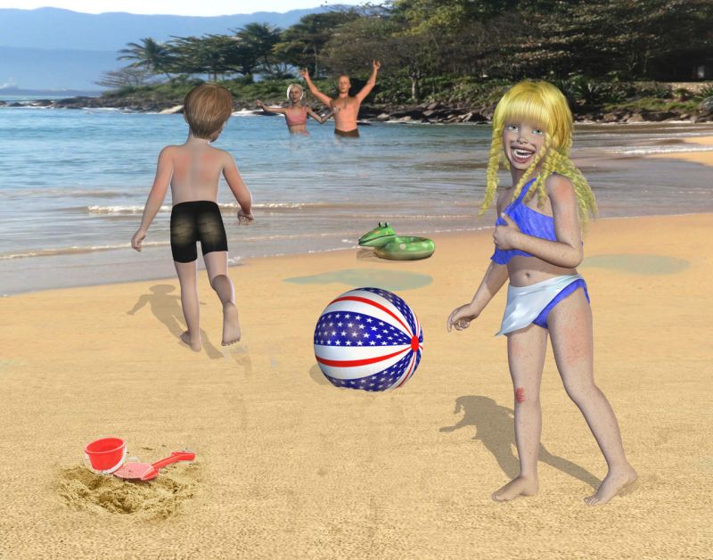 Beach Sandy swim fam by pimanjc
