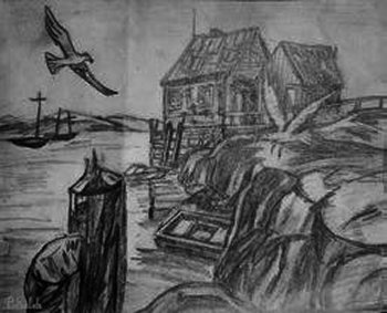 Birds
Some charcoal drawing I did ages ago, I recently found. It's a cell phone pic of it. 
Keywords: drawing charcoal birds water