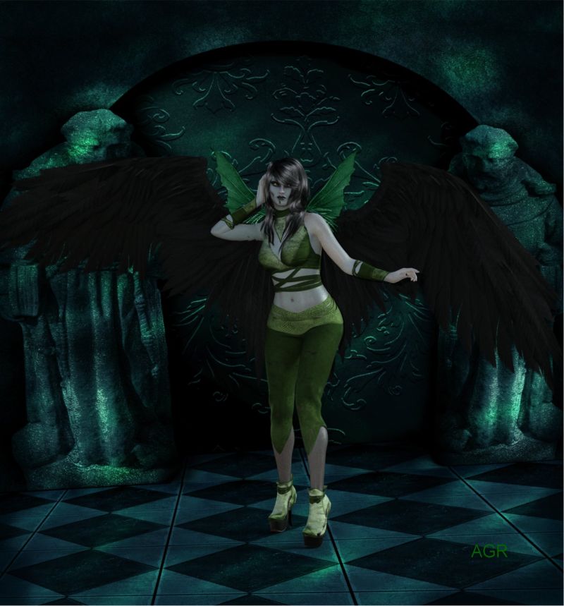 Bad Dream 
Even Goth fairies have bad dreams.

Keywords: Gothic Fairies dream