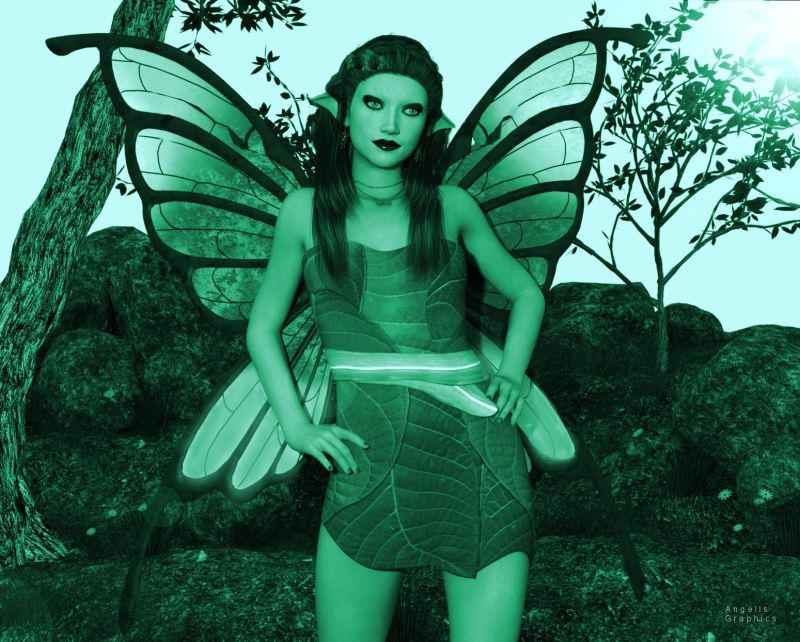 Celtic Fairy
Irish fairies, descended from the supernatural race of the Tuatha de Danann, live underground in the other world and move between that world and the mortal one using various portals. 
Keywords: Celtic Fairies Wings