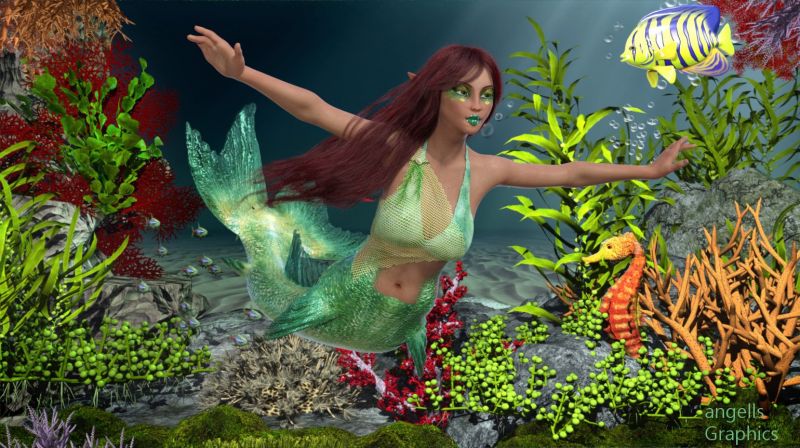 Laguna Mermaid
The Mermaid is Merma , character I made , morphs and textures. Laguna tail and outfit.
Keywords: mermaid laguna underwater scene