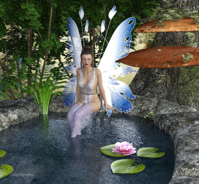 Water's Edge.
Fae relaxing by the pond.  Pond from DStudio I own, and Genesis 8 female 

SAOTW ~ 11/07/20
Keywords: Fae rest water SAOTW ~ 11/07/20
