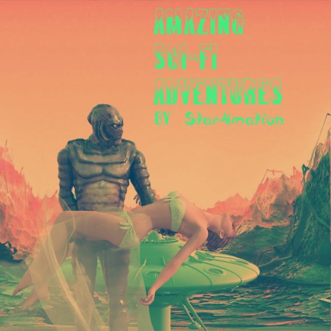 Amazing sci-fi Adventures
In the style of a 'B'' Movie film poster.
