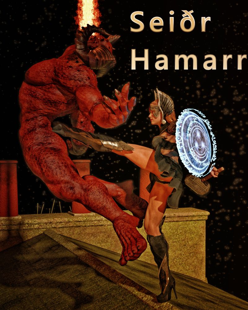 Seiðr Hamarr
seiðr is believed to be a form of magic which is related to both the telling and the shaping of the future. Hamarr A Concise Dictionary of Old Icelandic for hammer (a tool with a heavy head and a handle used for pounding)
Aka Magic Hammer! o.O Or The Hammer Shaping of the future.
Here is the Story of Seiðr Hamarr! Watch Her Pound That Future into Shape With her Magical Hammer!
