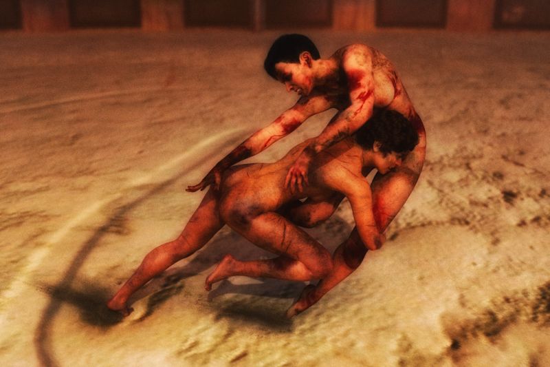 Sparta Pankration
Pankration (All Power ) was a primitive combat technique that combined boxing, wrestling, and choking skills but kicking was allowed with two rules of combat: no eye gouging or biting.
 
The fight wouldn�t finish until one of the combatants was knocked out or accepted defeat, which the loser signaled by raising his index finger many fighters died in the arena. 

Ancient Greeks believed that Heracles and Theseus developed pankration Introduced into Greek Olympics in 648 BC. 

Sparta had Schools for Girls to Learn Pankration
