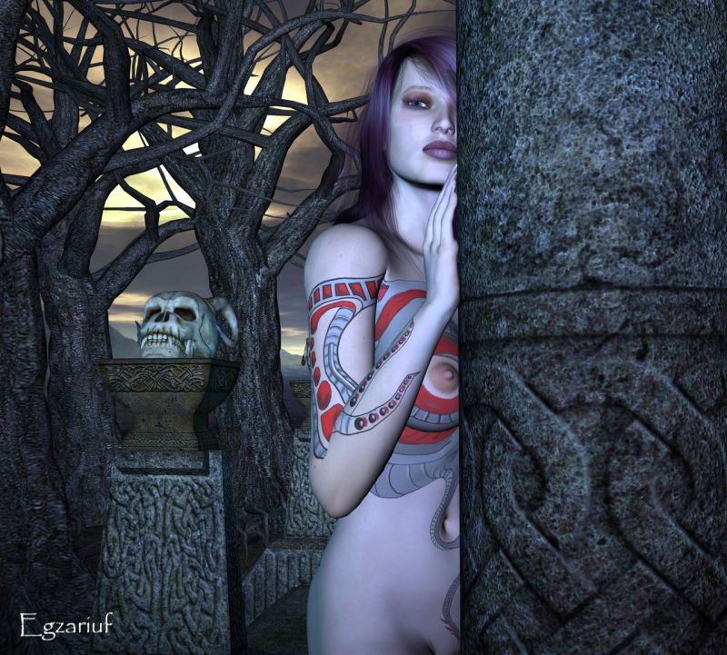 Contorted trees spreading forth The message of the wind
