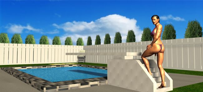 Poolside
Hope you like! 
Keywords: pinup model pool sexy