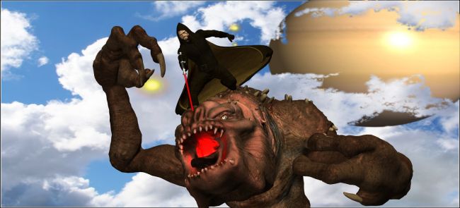 Jedi vs Rancor
I really haven't done any star wars stuff before... though I am a fan. Hope you like.
Keywords: star wars jedi science fiction