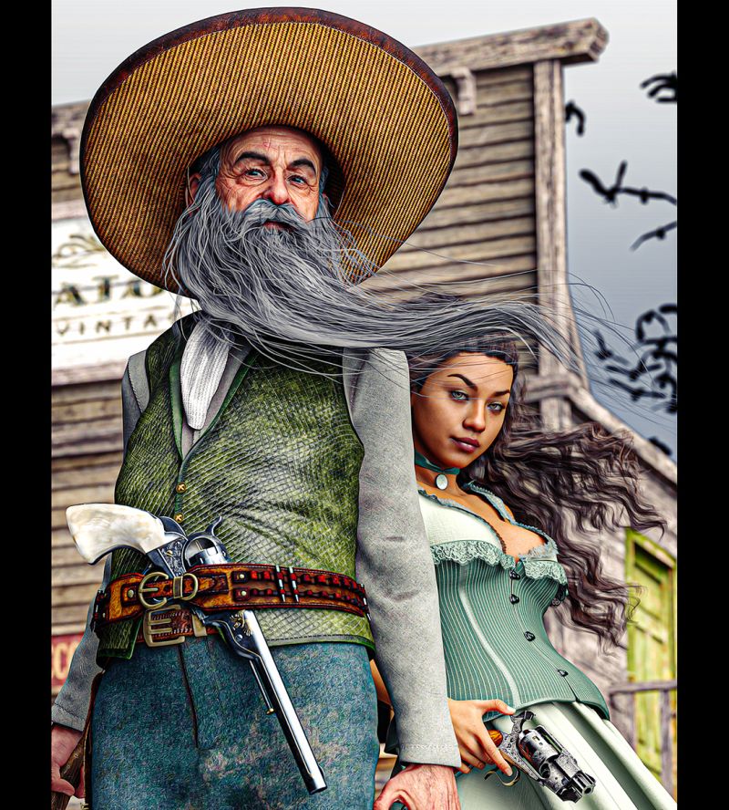 El Lobo
 ... and Daughter
Keywords: pistol cowboy western shotgun beard