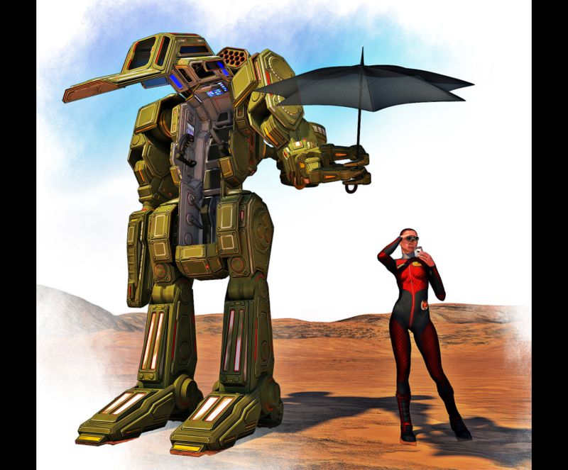 Got Milk?
Dunno, I have a bunch of Davo models and I just thought it would be funny.
Keywords: Robot Mecha Anime Pilot Woman Soldier Milk Binoculars