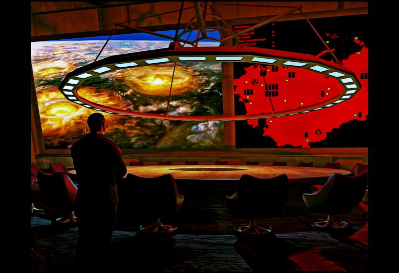 "Don't Disturb" ...
... "the Generals favorite show is on".
