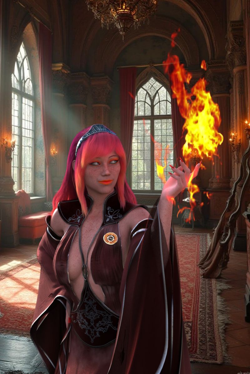 Mouraine D'Lana
New Character getting featured in my first book next year. Mouraine D'Lana is a Human Fire Sorceress with additional powers of calling Lightning and creating Portals. Willanaome's comment on meeting her for the first time was that she seemed nice but her attire needed more fabric. She'll be the first Human to join the Sisters.
Keywords: Fantasy