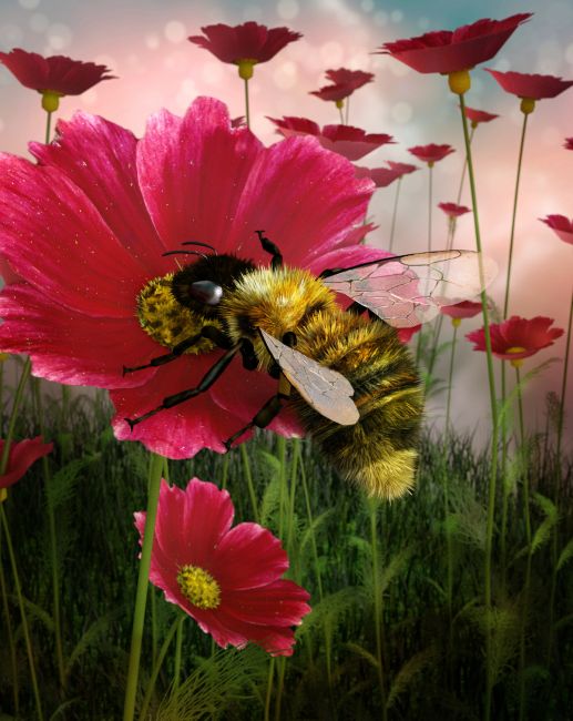 Bee happy
Nature makes me happy... bring on spring

PS... old Noggin's bee upgraded, with geo shell "fur" to give it more realistic bumble-fuzz
