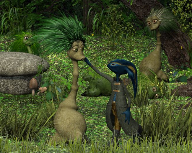 The Hidden Herd
Woodland folka can be very shy beasts.  Their coloration makes for excellent camoflage in the spring and summer.  However, with patience, stillness and a liberal supply of candied puffbell seeds they can sometimes be lured out of hiding...
Keywords: Nursoda faerie Folka Loik