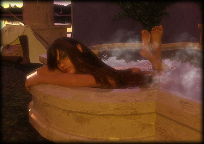 Time to Relax
What better way to end the day, (or year) with a nice long soak in a hot tub
La Shynay certainly thinks its a good idea.

Last render for me for 2021, Happy New year and see you all on the flip side 
