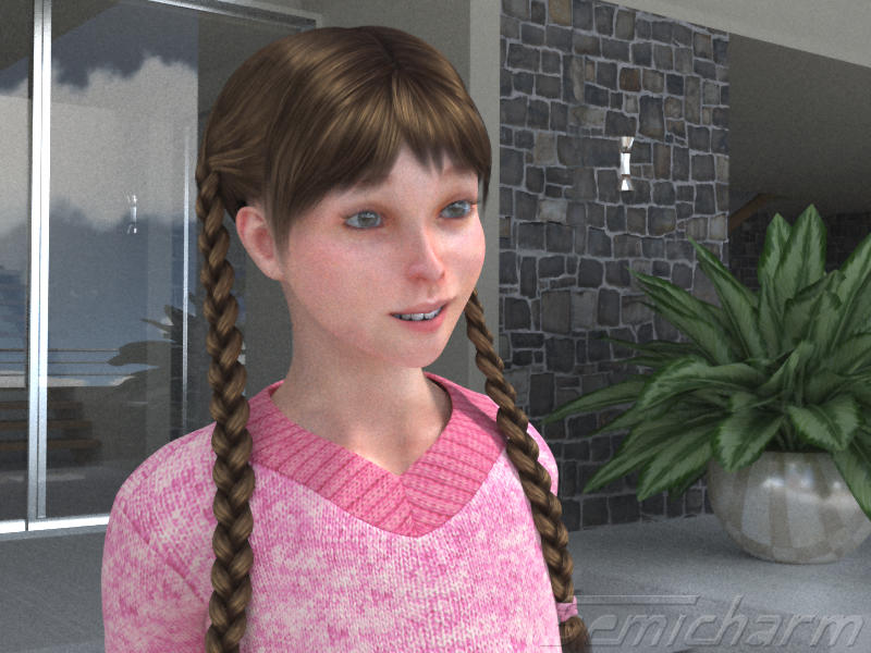 April La Fille
Trying out Tempesta's April with Fifi's shape. Converted the mats to my S6 skin shaders and other material tweaks.

Credits:
April by Tempesta3d
Simple Winter Dress by elleque
HipJeans by scheusal242
TwinFairHair by fabiana

AJ Villa by AppleJack
Keywords: Girl,outdoors,villa,tails