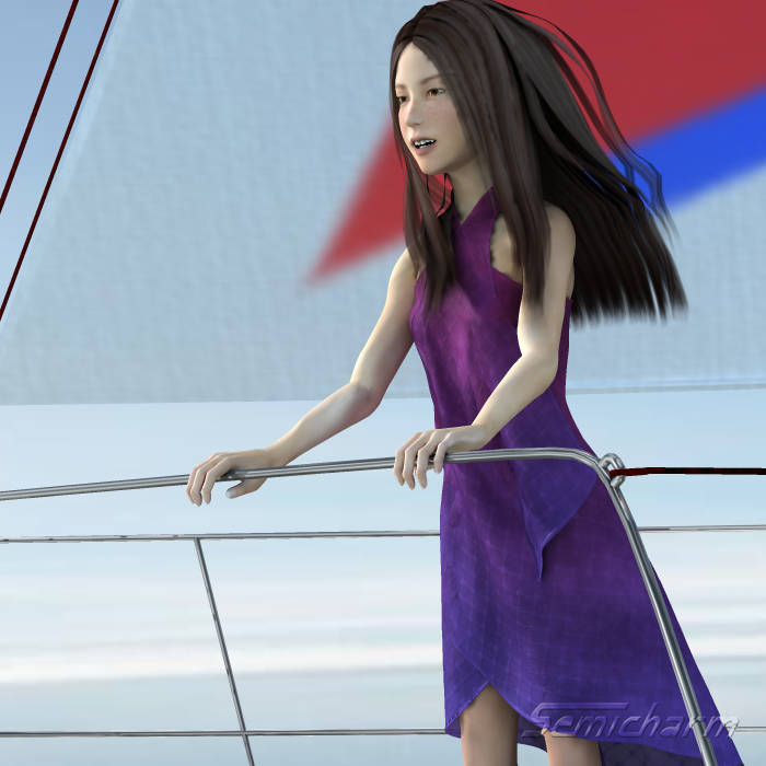 Yoshiko Sailing
Yoshiko sailing into the wind on a summer morning.

<:==================================:>
Miki4
Yoshiko by Semicharm
Pareo 2 by Esha
Kimono Sandals by elleque (refit)
Miki Long Hair by Yanelis3D

Einfache Segelyacht by Mausel
Worldball by 3DCheapskate
Keywords: Miki4 Yoshiko sailing girl