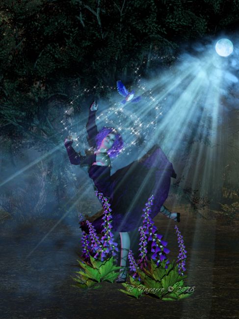 "Little Lost Soul"
One of Glory's 'abilities' is to heal by touch. That evening, she found a poor little bird who'd injured it's wing.
With a few gentle caresses, she gave it her tender care and once it began to flap it's wing, she turned it loose into
the moonlight to find it's way back to it's nest. The fairy dust would guide it back to it's home, good as new!

******

"IC3-FX-Lighting" (DAZ)
Various plants by rDNA
"Songbird" (orig @ DAZ) 

"Gemi" Hair by Biscuits (RMP)
"Cherry Blossom for V4" Dress - Secretheart (DAZ)
with "Grim Tales" textures - Sarsa (DAZ)
"BSC_Glory" by sidherose (Not available...as yet) 

"Light Beams" brushes by Obsidian Dawn
"Angel Dust" brushes by Deviney 
