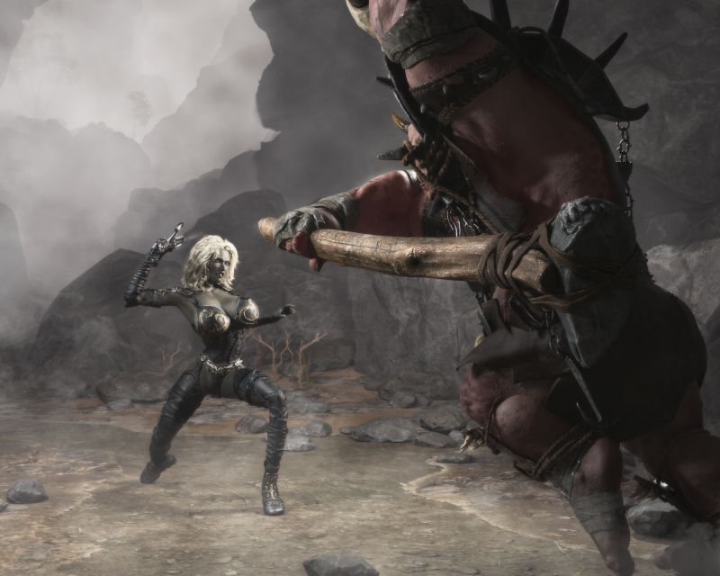 Drow vs Ogre, prequel.
I have already made an image called "Drow vs Ogre", but in that image the ogre is dead, hence the "prequel".

Thanks for visiting!
Keywords: fantasy female warrior ogre combat cave