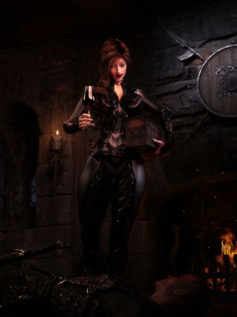 There is no honor among thieves
They had stolen the bailiff's collected taxes. A casket full of gold. 

They celebrated with expensive wine. Suddenly he felt dizzy, stumbled and fell to the floor. He looked up upon her.
- You see, she smiled, I have a choice. Either we split this evenly…or… I take it all. I choose to take it all.
The last thing he heard before he fainted was…"Cheers!"

SAOTW ~ 07/27/19
Keywords: fantasy thieves SAOTW ~ 07/27/19