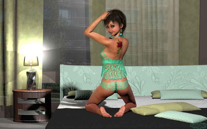 Ar's New Earrings
This came about as a result of playing with the 3D feature in Photoshop CS5E. I found an interestingly shaped bit of metal, and scanned it into Photoshop. I extruded it a bit, then exported it as an obj. file. I imported it to Poser, and applied a metallic shader to it. Ar wanted to try them on, and liked them so much that she wanted to do a sexy pinup shoot. Of course, now she wants to keep them, so now I'm gonna have to make a set for G4..... And probably Melanie, and Betty, Ronny, Ranpha, Trish, Rico, Sam..... Sheesh...
Keywords: Arawen earrings 3d modeling poser photoshop pinup