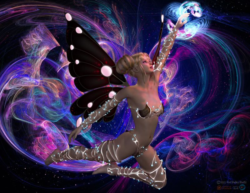 Brailee (I'll Be Back)
Brailee (and I) wish everyone at FA a beautiful and peaceful fall. And to let you know I'll be back very soon. It's been too long. I've missed you all. I see lots of my art-pals here, too! 

With the 2500 pixel limit, I won't be posting the TNA chapters/pages here - as most of you know, they tend to be massive! At 2500, you probably couldn't read the text / speech bubbles. It will be available at 'Rosity, and on the TNA website (www.rodslair.com/tna). I will be posting single images with the TNA Ladies.


Keywords: fantasy faeries fairys light space poser photoshop back