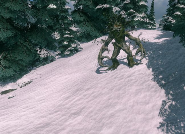 Ramble of the Ent
Not TL just doing again his yard, but an Ent with bad rememberings from a guy named Saruman. Since that epoch, he believes all men are evil. And like all he crossed, you are his next target

I obtained that scene few days ago, when playing with Flowscape.
