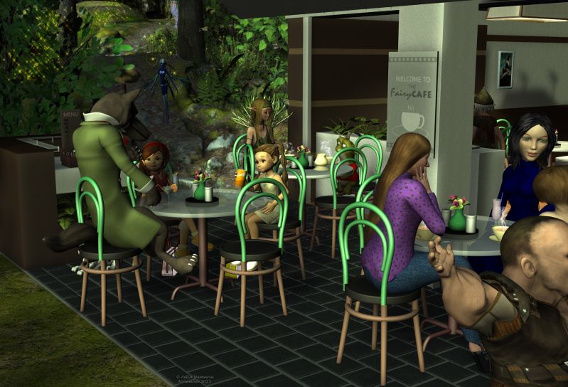 Fairy Café [ November 2nd Place ]
There is a new meeting point just at the exit of Runtime Town, decided by an agreement between the fairies who came like ambassadors and some older inhabitants.
Those fairies have decided to leave in the woods nearby but come regularly to meet their friends.

********
Big Bad Wolf, by 3Duniverse (Daz3d)
Dawg, on Mostdigitalcreations
Toon Girl Sadie, by 3Duniverse (Daz3d)
Sadie Good Cook Girl, by elleque
Mae, by Capsces Digital Ink (Daz3d)
Ninja Sprite, by Evilinnocence (Daz3d)
Ninja Sprite: Elements, by Aelin (FRM exclusively)
Telka, by Nursoda (RMP)
Gruggle Monk, by 3Duniverse [no longer available]
Phoebe Full Character, by Netherworks Studios [sponsoring on FA forum]
Antonia, on FRM
Dwarvez, by Sixus1 (on RR)
Malik, by Nursoda (RMP)
Summer cocktails, by Sixus1Media (on Daz Magazine 20)
Charming Tea set, by FuzzyLogic Creations (FRM exclusively)
Little Café, by TruForm
Fairies' Path sign, by Aelin [modelized for the occcasion]
Songbird ReMix Cool & Unusual 2, by Ken _Gilliland (RMP)
Kirin png, by Toyyaris
Pats Magic, by patslash (RR)
Modular 3D Kits: Ancient Forest Path, by ShaaraMuse3D (RMP)
3D Scenery: Deepwood Gorge, by ShaaraMuse3D (RMP)
Modular 3D Kits: Nordic Forest Kit, by ShaaraMuse3D (RMP)
