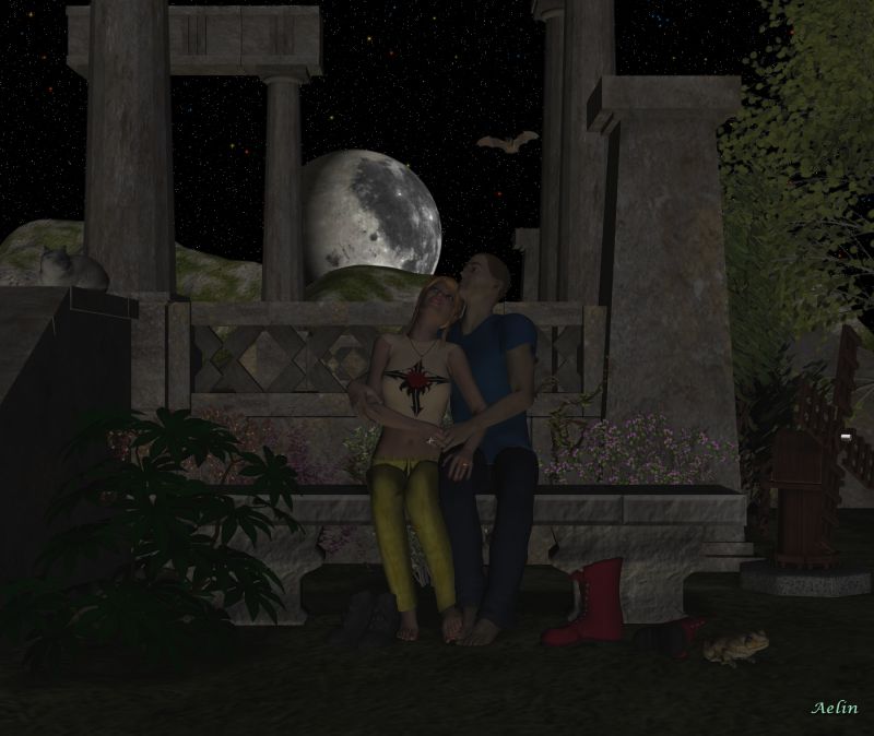 Lovers under stars
It a presentation for my ancient and in the same time new pack of poses for M4 and V4: "5 couple poses". Here, it’s the new pose than I created for the pack. Now, it’s in Attic Free Zone.

Ring [left ring], by Aelin (on Attic Free Zone)
Zapped Wear, by Sanbie (on PFDdelights forum)
Bench stone, by jenay (on Renderosity)
Monument stairs, by jenay (on Renderosity)
Systemsolaire, by AnimaGemini (on Runtimedna)
Gwenith hair, by LittleFox (on Runtimedna)
Spring plants, (on Runtimedna; but seems not always exist)
Mill, on Daz

Animals [Bat, Cat & Toad] come to Most-digital-creations.com

