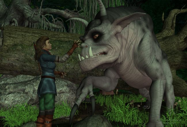 Meeting
Art Kenna, by ARTCollab (Daz3d)
Fantasy Ranger, on Xurge3D
Feather Hair, by goldtassel (Daz3d)
Xerr (Daz3d)
Fallen Tree, by Chris Creek, Lisa's Botanicals and Sarsa (Hivewire 3d)
Gogmagog, by Caisson (Hivewire3D)
Fairie pond set (Poser, obj, DS), by RPublishing & Sixus1 (RMP)
