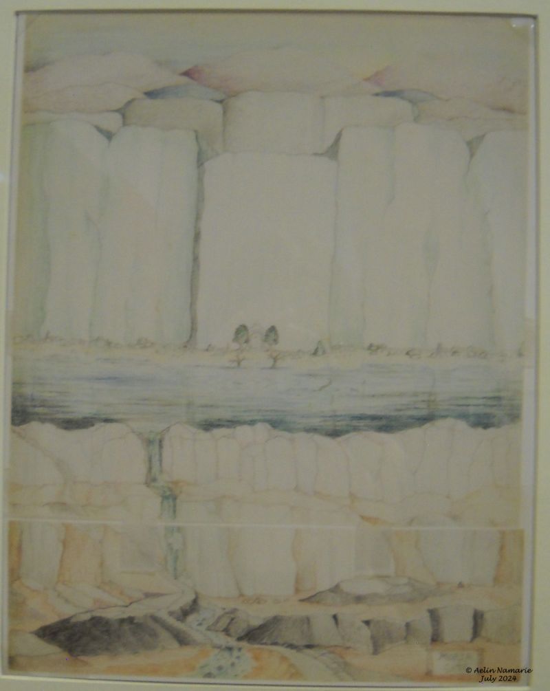 Moria Gate (2)
As you can see, the drawing of the Moria Gate wasn't so colored. It was for the tapestry to stay related to the rest of the hanging wall.
The drawing itself was so tall compared to most fo the others than Tolkien needed to add another piece to do the bottom.

And we have ended our walk in Tolkien's worlds. Nothing from Gondor or Mordor was made in tapestries.
