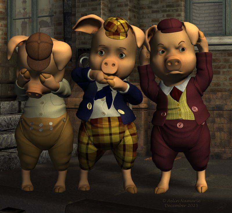 Pigs' poses
I needed to make my own poses few years back for the brothers, and also expressions.
Now there is a little pack with those things on the Advent calendar from FA forum.
