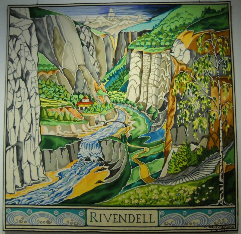 Rivendell
That too is difficult to place in the hanging wall, like Rivendell was created during the Second Age, when Sauron made the war against the Elves - when he finally had forged his ring to rule everything.
Rivendell kept a role in the following of the Middle Earth history, specially in The Hobbit and in Lord of the Rings.

I saw a photo once of a valley, somewhere in Switzerland. Pretty the same angle. The shape of Rivendell valley is exactly the same. It's a place that Tolkien visited and visibly he kept in mind for his books.
