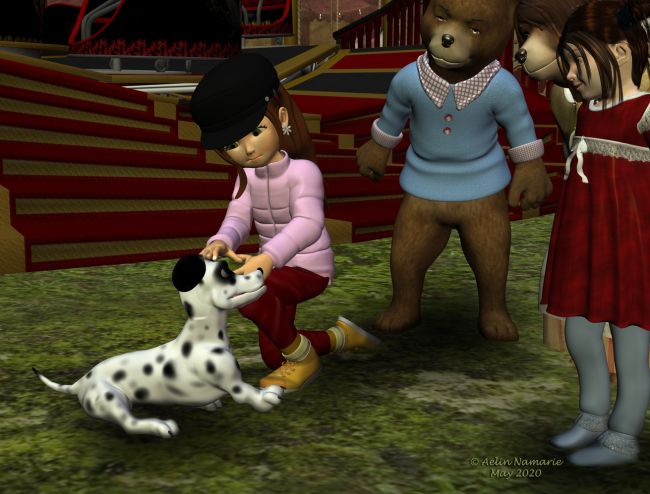 Runtime Town: The Search (5)
According Teddy, it happens sometimes than animals arrive in town alone, without their owners.

Previous part of the story: http://www.thefantasiesattic.net/attic/cpg/displayimage.php?pid=38977

********
Sadie Fae-Fantasy, on Daz3d
Sadie and Sam Ski, by Trumarcar (Treasurechest site)
Sneakers for Sadie, by Trumarcar (on KCTC site)
Modern Girl, by elleque (on her site) [cap]
Dawg, on Mostdigitalcreations
Red Riding Hood for Maddie, by Frances Coffill (Daz3d)
Butterfly Kids, by Mada (on her site)
The Waltzers by David Brinnen & ForbiddenWhispers (Daz3)
Carnival Big Tent, by Jack Tomalin (Daz3d)
The 3 Bears, by 3Duniverse (Daz3d)
The 3 Little Pigs, by 3Duniverse (Daz3d)
