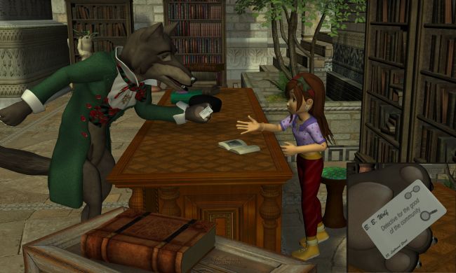 Runtime Town: The Meeting (2)
"Greetings!" said a voice behind the counter.
When Sadie looks who talked, she finds a tall wolf, bend for salutation. Then, he takes a card from his jacket: B. B. Wolf, detective.
"What can I do for you?" asked Sadie, under surprise.
"Excellent question! And that's what brought me here."

Previous part of the story: http://www.thefantasiesattic.net/attic/cpg/displayimage.php?pid=38530

(I posted that image to check if the gallery is fully operationnal, after than DarkAngel beat it)
********
Sadie: Talk Around, by Aelin (FRM exclusively)
Poodles and Soxs, on Daz3d
Sadie Fae-Fantasy, on Daz3d
Sneakers for Sadie, by Trumarcar (on KCTC site)
Modern Girl, by elleque (on her site) [cap]
Plant Pixie, by MallenLane (Daz3d)
Big Bad Wolf, by 3Duniverse (Daz3d)
House of Owls, by Summoner (FRM) [books and shelves]
Mage Tower, by LaurieS (Daz3d) [books from one addon]
Ancient tomes, by Merlin Studios (Daz3d)
Secret Tale Book, by Aelin (Attic Free Zone)
A Few Books, by 3dcheapskate (Sharecg)
Bookrows for the FW2009 bookcase, by seachnasaigh (Sharecg)
20 Page Posable Book, by Jim Farris (Sharecg)
Redhouse Christmas Carol, on Daz3d
Night at the tavern for Fantasy Tavern, by Aelin (FRM exclusively)
