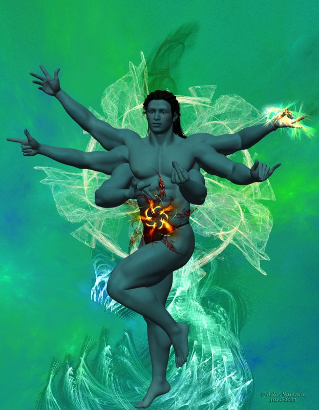 Shiva's dance
Dance in a moment of creation.

********
Flame Fractals, by MidnightVelvet [Halloween 2018]
Yule Flames, by Sidhe Rose Graphics (FRM exclusively)

also used:
M4 Shiva, by SickenlySweete (PFDdelights, outside link)
