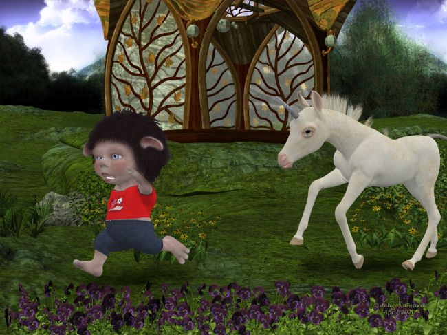 So scary
Gnobbit is shocked and flee. He never thought he could meet something cute in the meadow. This is so scary for him!

It was my second image for the Hivewire's "Stay Home - Spread Hope" challenge

********
Pansy, by Lisa Botanicals (Hivewire3D)
Gnobbit, by Ghostman (Hivewire3D)
HiveWire Whisper, by CG Cubed & Chris Creek Art & CWRW & Hivewire3D (Hivewire3D)
The Pale Horses for the Hivewire Horse, by Dreamweaver Designs (Hiverwire3D)
Black Eyed Susan, by Lisa Botanicals (Hivewire3D)
Gogmagog, by Caisson (Hivewire3D) [plants and rock]
Greens for Fallen Tree, by Lisa Botanicals (Hivewire3D)
Fantasy Gazebo, by Christopher Creek Art & Lisa Botanical (Hivewire3d)
Land-Escapes - Mystic Paths vol 1, by IMArts (Hivewire3D)
