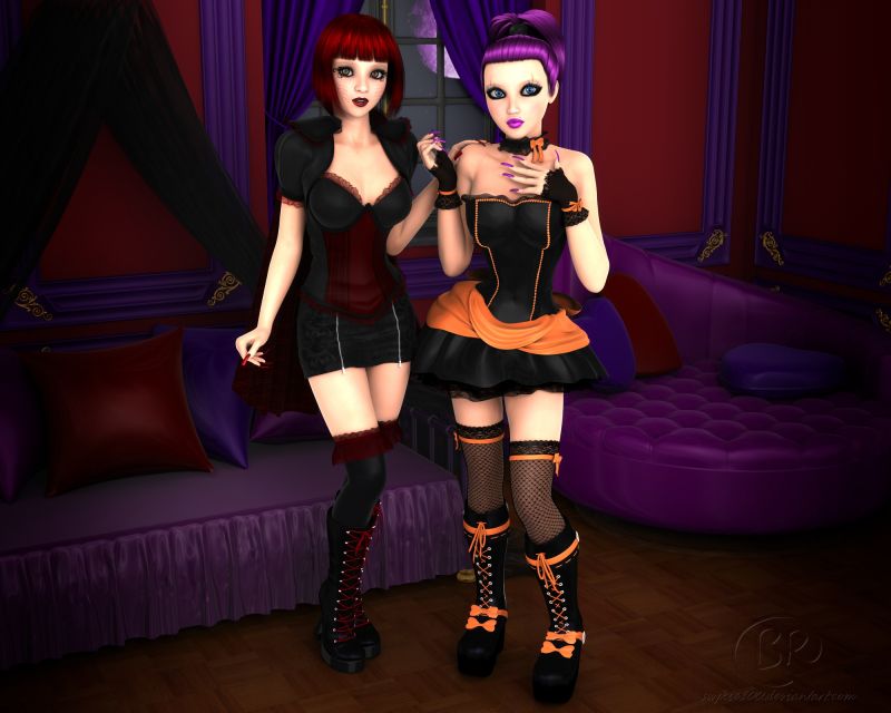 Pumpkin Spicy
Bianca and Luna were recently captured in the Vampire Lounge, in their Halloween costumes :)
