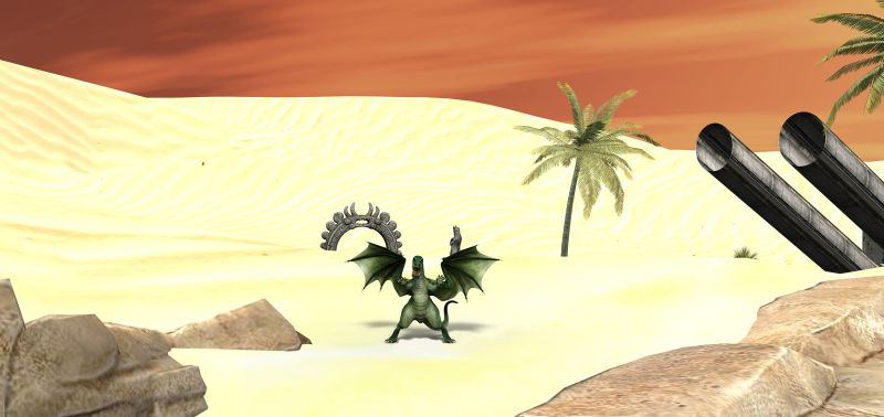 Worlds Gate - AC winner 12/17/22
Young dragon guarding portal... 

Another picture from Desert Arena (by Summoner), series. Left of it there is a portal where there are some dragons too...
Keywords: Arena