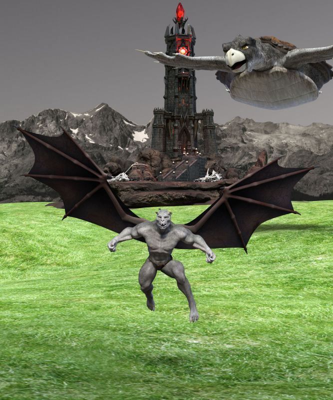 Dark side of Wizardry
Items I got lately... Skin on Gargoyle is from Rhinoman, it looks good. I think I made similar pose with gargoyle a year ago but I hope it is ok... Will have to try to make a few more pics with it. 
