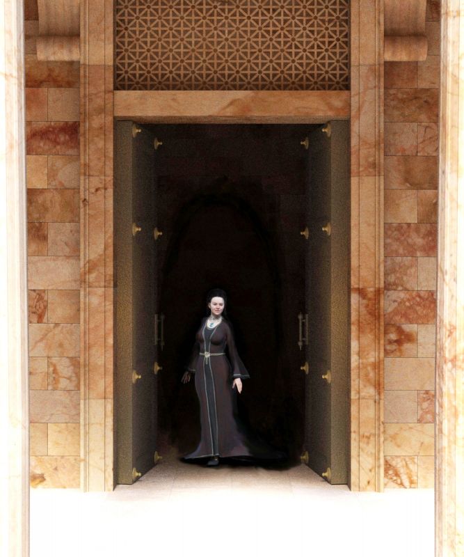 Priestess
G5 Priestess outfit with Conjurer textures, S5 Curvy and Pure Hair: Sweet, in Temple of Mars, or just some ancient temple. 
Keywords: Temple Priestess