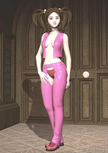 Xinxin Makes An Enterance
Rather shocking for a girl to enter here in Stuffy Old Manner just wearing a Vest, Chaps and a G-String ole bean.  
Keywords: Manga, Xinxin, Aiko 3 morph