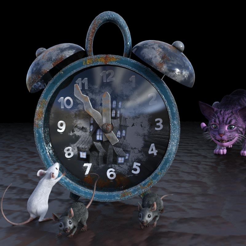 Time to hurry...
..
Keywords: mouse cat alarm-clock