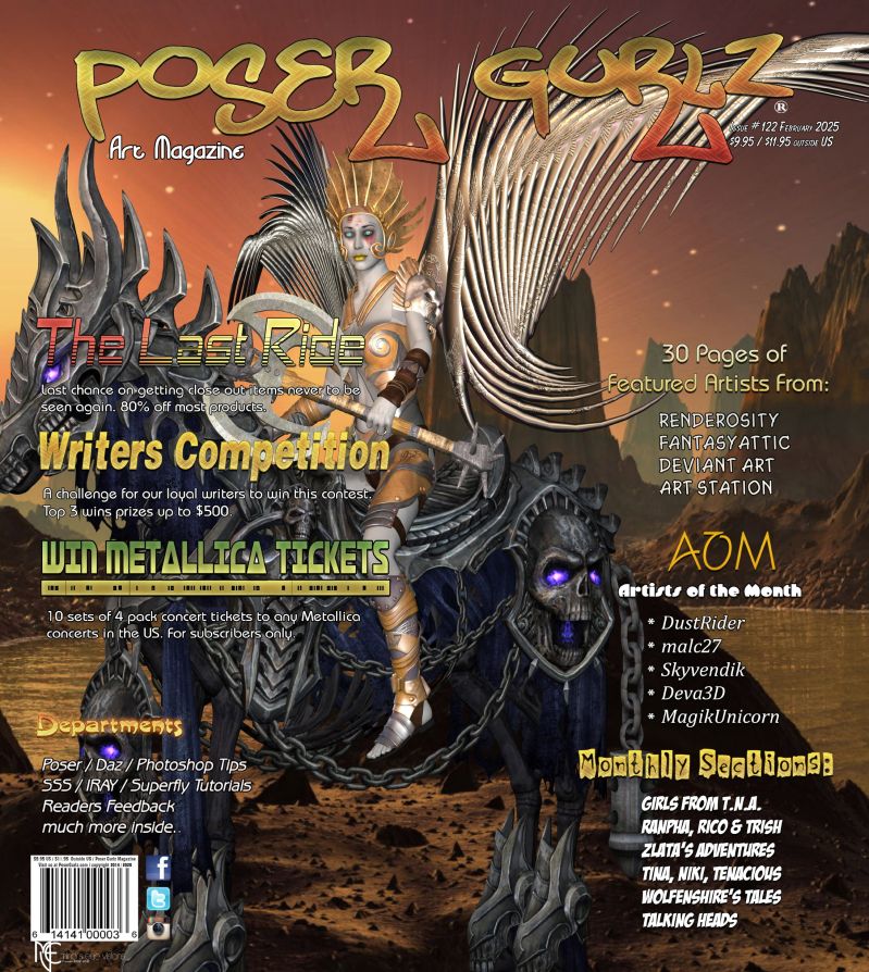 Poser Gurlz February 2025 
in your mailboxes and on news stands today.
