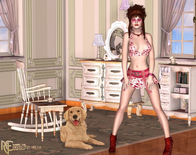 Shabby Chic
~TOTW Winner Wk of 7/18/20~

A chosen product from a earlier weekly contest 
Called Shabby Chic.

Shabby Chic by: Ladonna/AnimaGemini 
Dog by: Jane Eden 
SVY Emelia by: Seven
Merilia Hair by: Propschick 
Look o Love by: digiPixel 
Punk Me by: Rpublishing 
Hot Booties by: Rpublishing 
Keywords: TOTW Winner Wk of 7/18/20