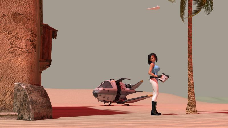 Oh great, these guys again
Having a feeling of dread, Tyra Karolan stepped out of her home to find an Imperial Star Destroyer settling into a low orbit.  Oh well, time to kick some more Imp ass, she decided as she slowly lowered her electrobinoculars.  
