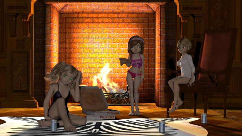 Toon Girls Pizza Party
The girls got together and wanted a midnight pizza party.  Midnight?  Go figure!  Pamela suggested it, Becca borrowed the money from me and Sandy put it all together.  I even got a slice before the girls tossed me out so they could talk.  
Keywords: Chibebell, Sadie, and Skye