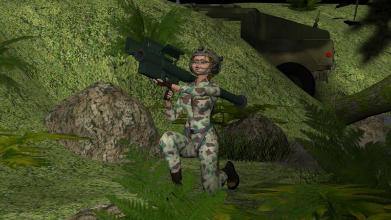 Got incoming . . . .
"Hey, Lana.  Be advised that damned Russki bastard is coming back in for another go!!!" came the warning.

"No worries Tiana, I got 'im in my sights.  Now, let's see how that son of a !@#&$ likes it in the tail!" Svetlana growled back as the Stinger in her hand began growling with a confirmed lock.

This time I have Svetlana and her friends on air patrol.  Earlier, they found a Frogfoot annoying the lads as they were attempting to sort out some refugees.  And now, it was payback time.

