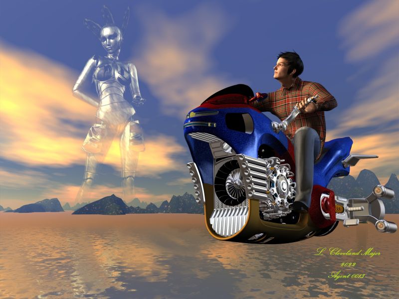 Artificial Lover
Why give it a human female shape? Sure, it can be loved, but can it love? Or is it programming only?
I used my "Resource Cloud" for this one.
Keywords: SciFi Daydream MindsEye Fantasy AI Reality Imagined