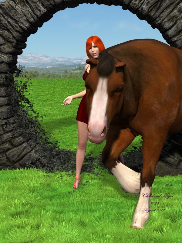 Blaze Steals the Spotlight
A fashion photoshoot gets a bit more interesting when Blaze decides he wants to be near the model Tiffany. So he just walks over and inserts himself into the scene. Well the Cameraman and Tiffany wind up being completely surprised, but not before this picture was taken.
"Blaze! What are you doing?" Tiffany asks as she giggles a bit. "You've just got to be near me, huh?"
Blaze snickers like the horse he is.
The Cameraman laughs.
Keywords: Reality Fashion Model Female Horse Male Photobomber